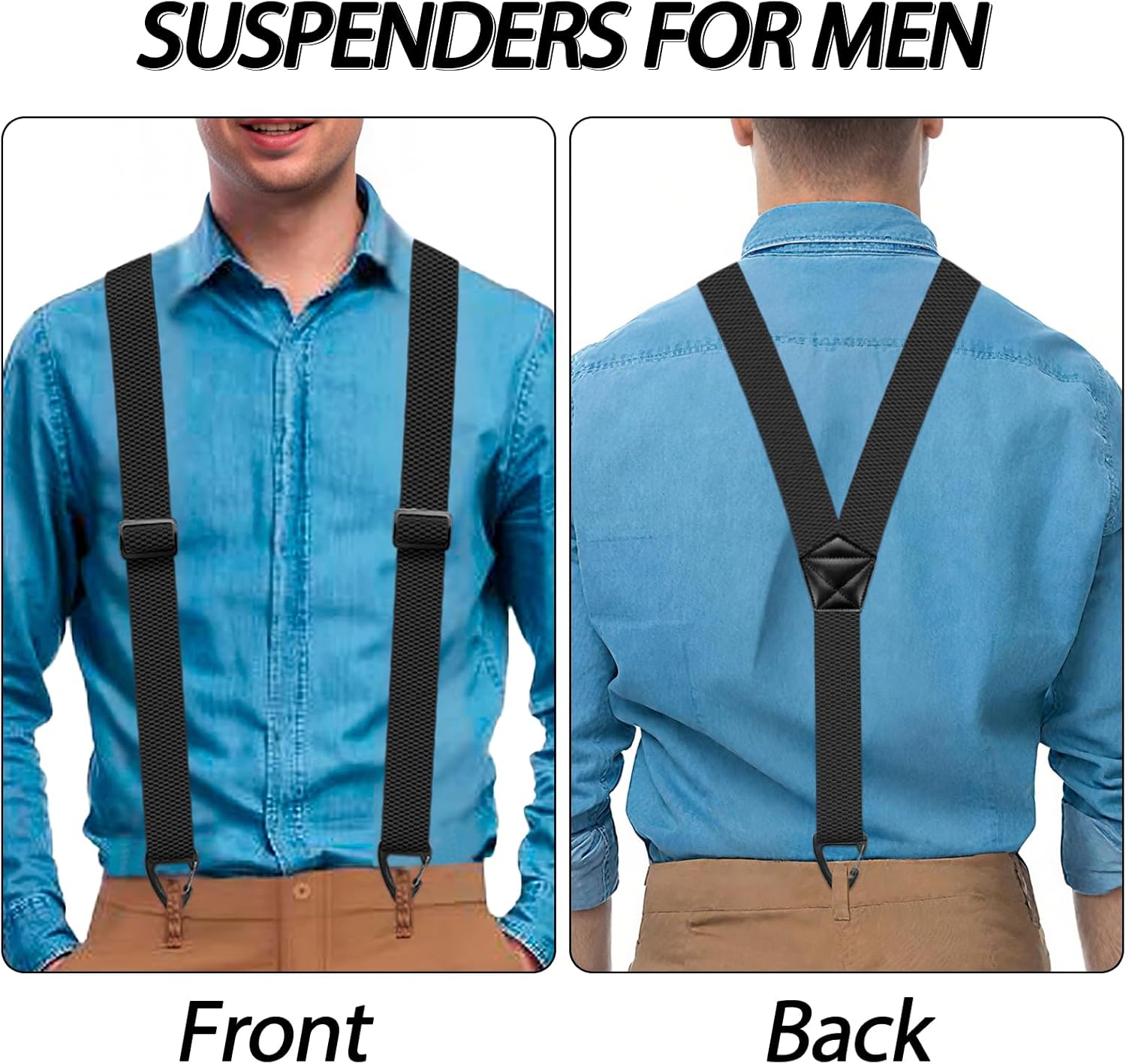 Alternative view of Men's Suspenders Hidden Suspenders for Men Heavy Duty Adjustable Elastic Braces Under Clothes with Loop for Jeans
