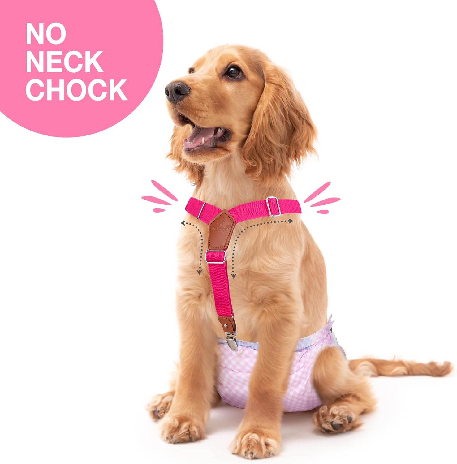 Pet Soft Dog Suspenders 2 Pieces Female Dog Diaper Suspenders for Dogs Diaper Keeper Suspender for Dogs Skirt, Doggy Dress (Black & Pink, S/M)