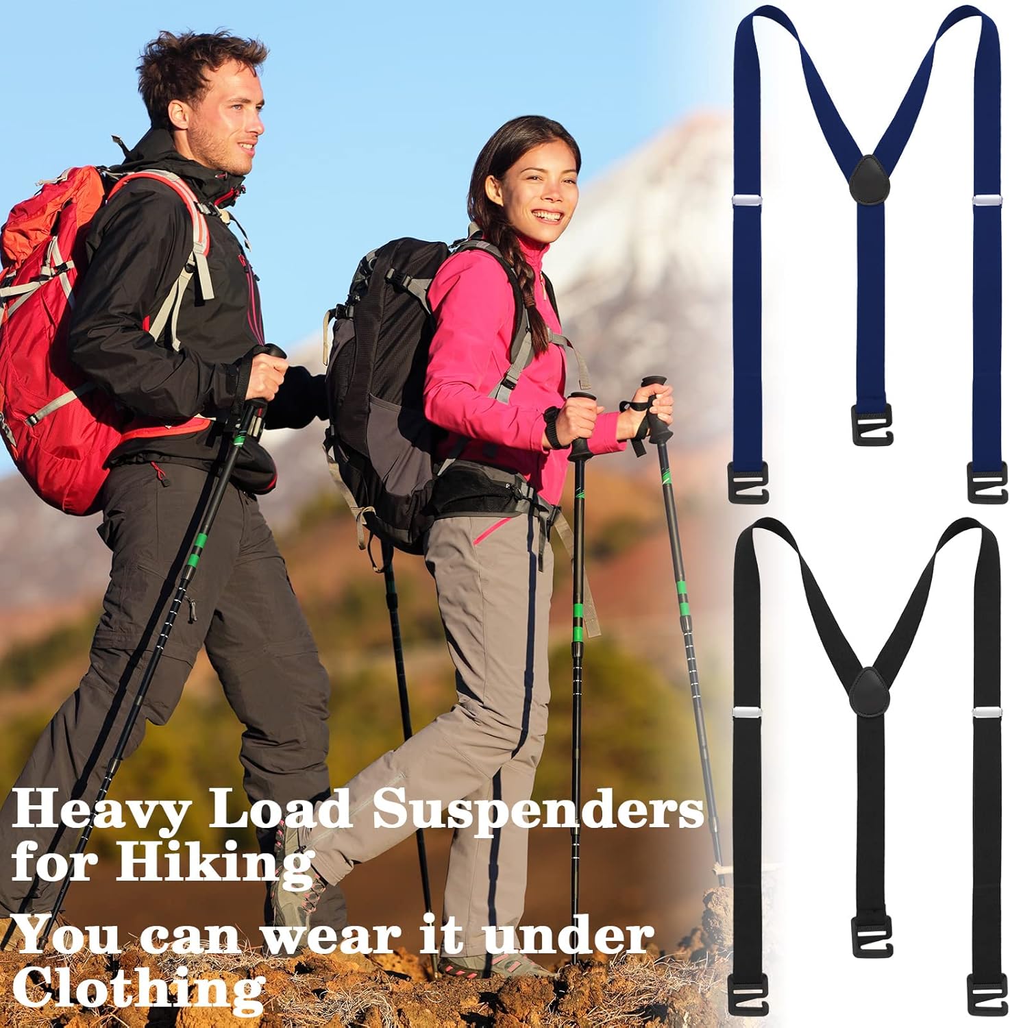 Alternative view of 2 Pcs Hidden Suspenders for Men Heavy Duty Under Clothes Hiking Undergarment Suspender for Winter Untucked Men Outdoor Hiking