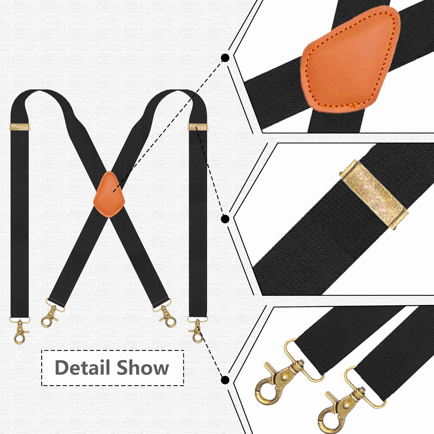 SupSuspen Snap Hook Suspenders for Men for Belt Loop Retro Suspenders Adjustable