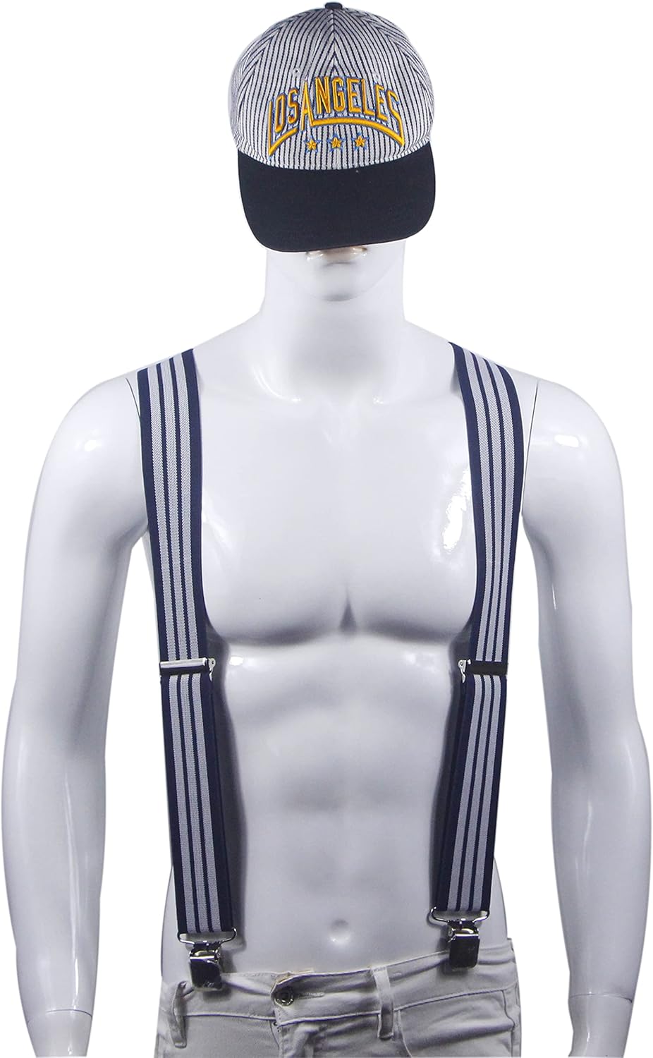 Alternative view of Doloise Men's Suspenders X Back 2 Inches Wide with Extra Heavy Clips Adjustable Braces for Men Suspender