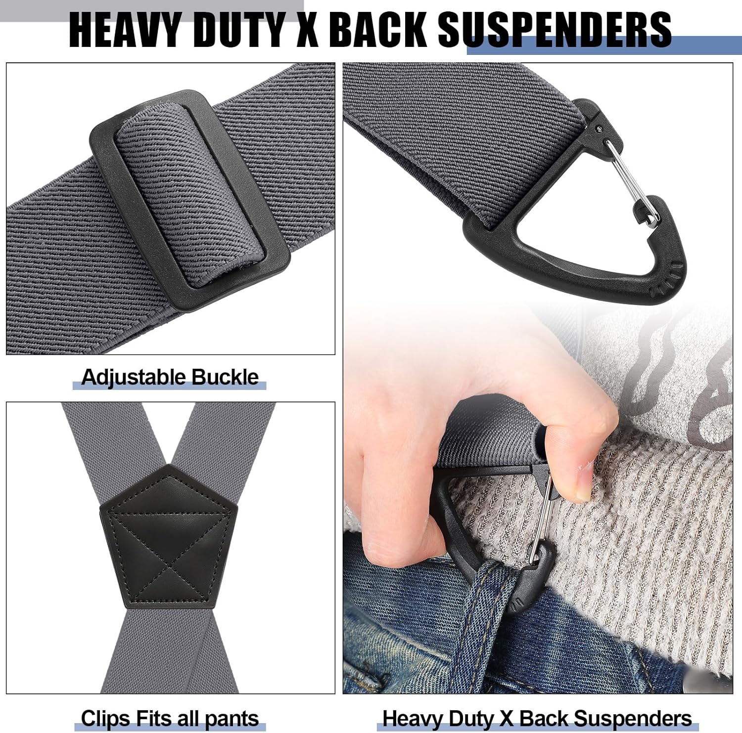 Janmercy 2 Pcs x Back Hidden Suspenders 1.5 Inch Work Suspenders for Men Shirt Pant Clothing - Image 3