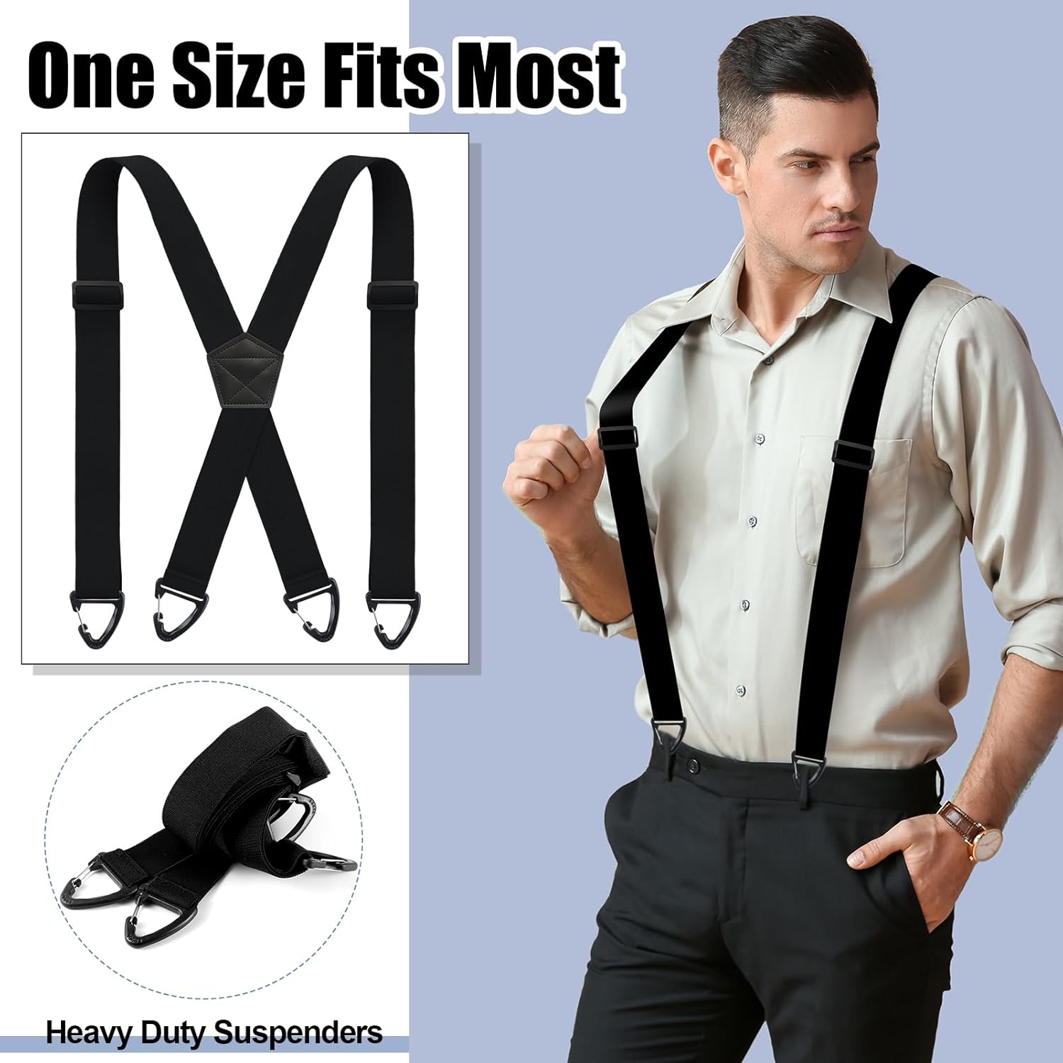 Janmercy 2 Pcs x Back Hidden Suspenders 1.5 Inch Work Suspenders for Men Shirt Pant Clothing - Image 4