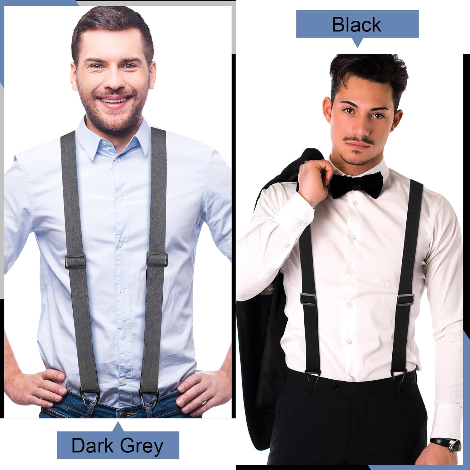 Janmercy 2 Pcs x Back Hidden Suspenders 1.5 Inch Work Suspenders for Men Shirt Pant Clothing - Image 5
