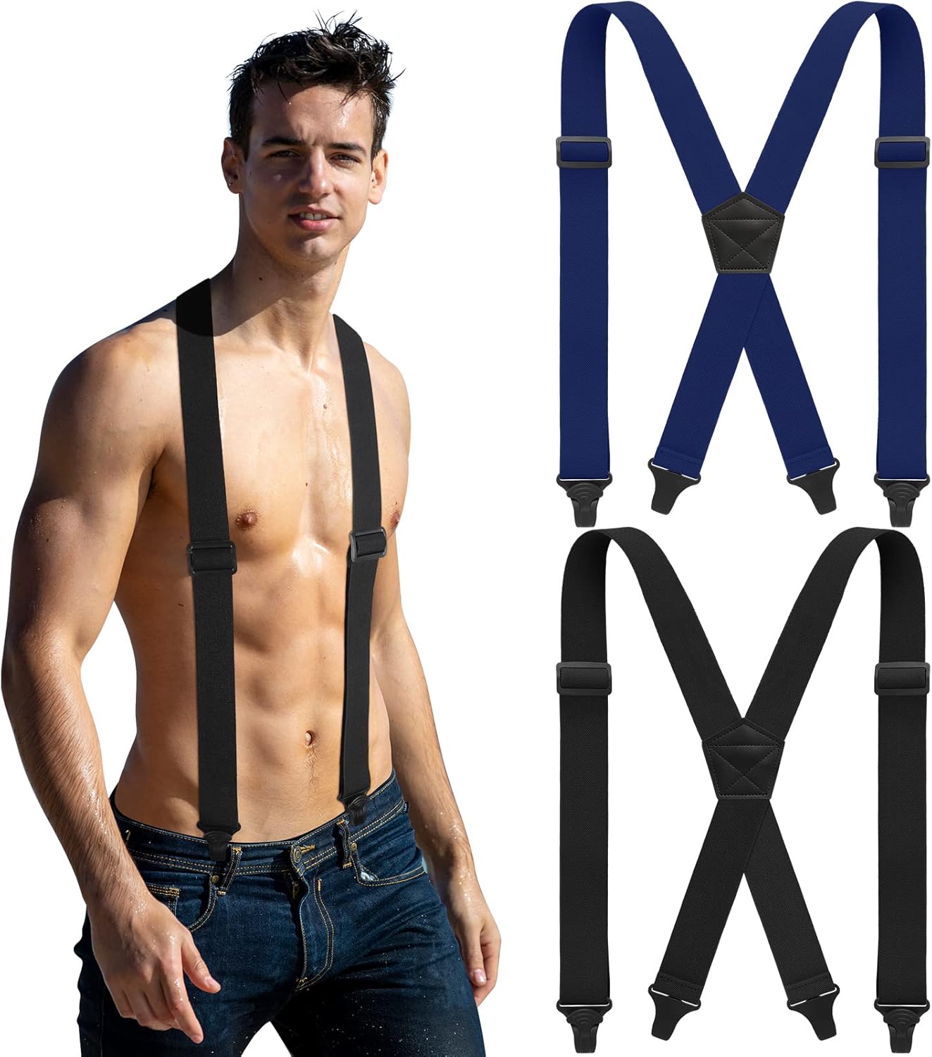Janmercy 2 Pcs x Back Hidden Suspenders 1.5 Inch Work Suspenders for Men Shirt Pant Clothing - Image 6