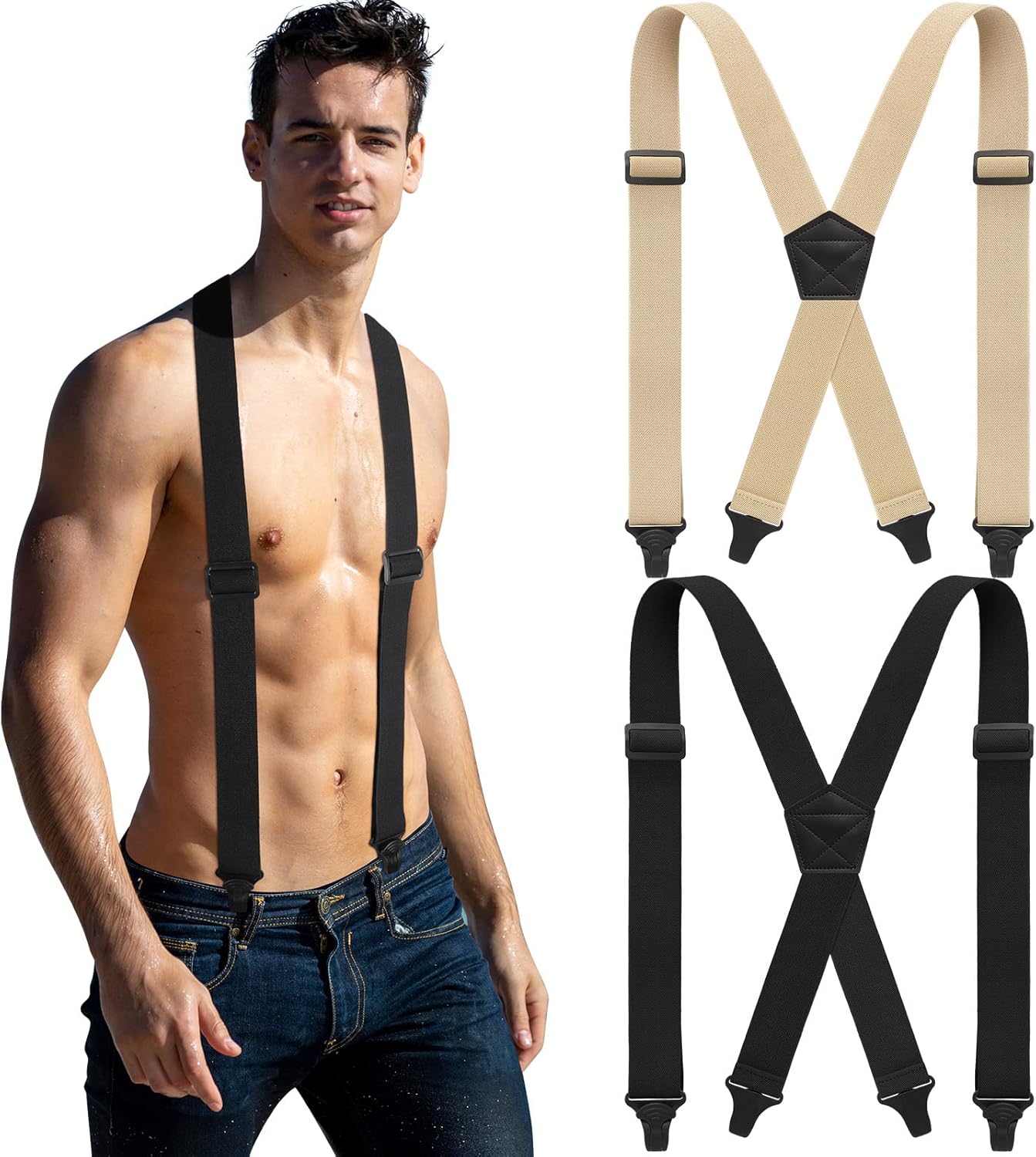 Janmercy 2 Pcs x Back Hidden Suspenders 1.5 Inch Work Suspenders for Men Shirt Pant Clothing - Image 9