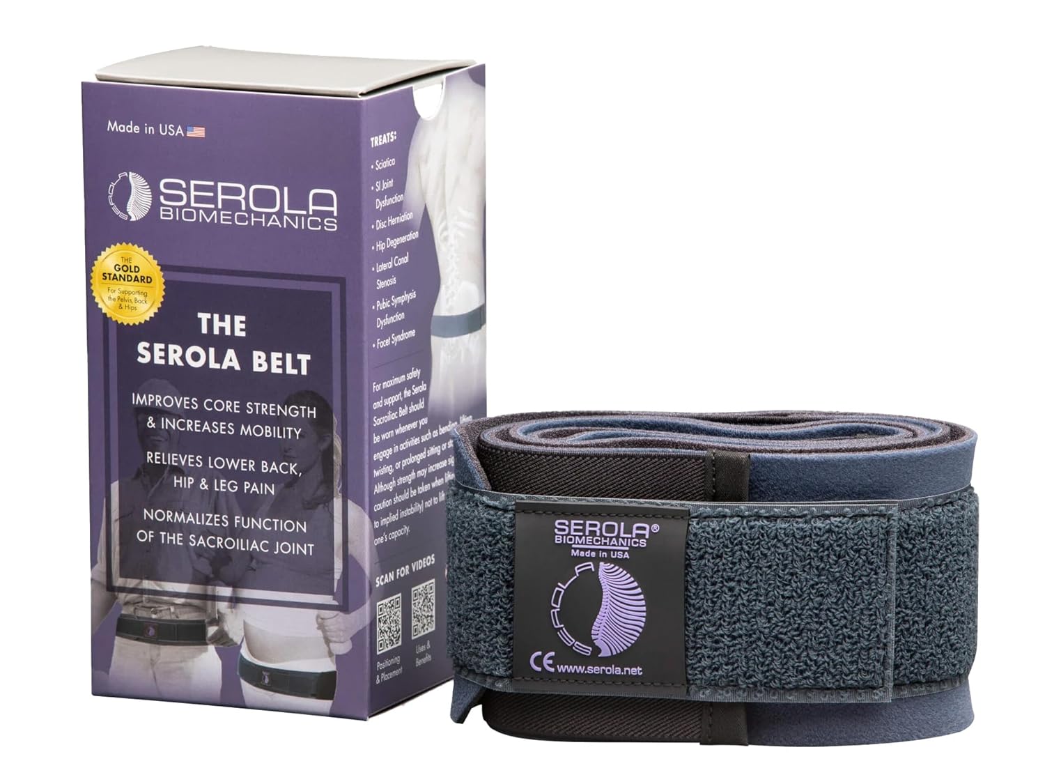 Alternative view of Serola Sacroiliac Belt for SI Joint Dysfunction u2013 (Large fits 40u201D to 45u201D) Lower Back, Pelvic & Hip Support brace for Women & Men, Non-Slip, Adjustable & Breathable Brace