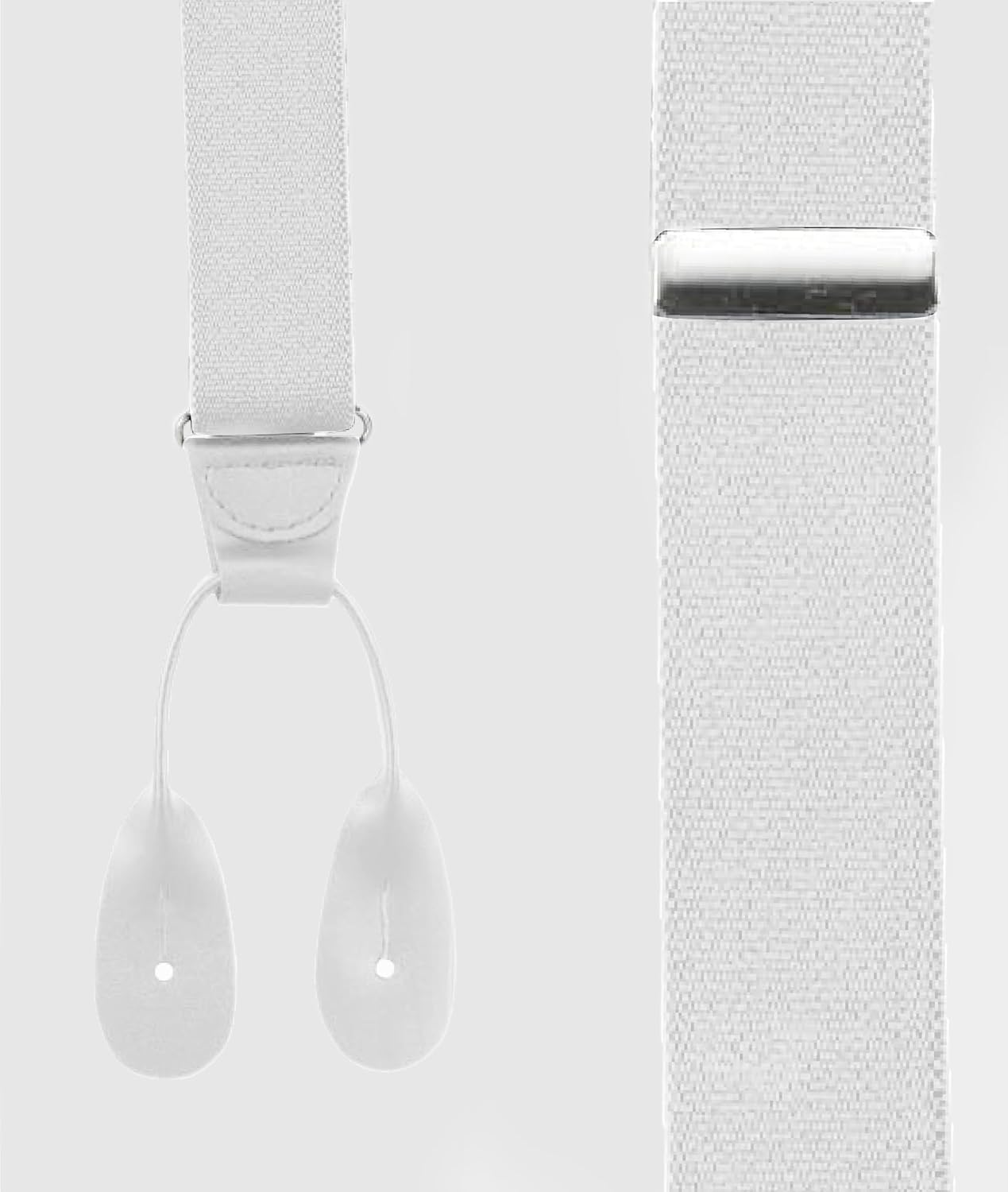 HOLD'EM Tuxedo Suspenders for Men Black Genuine Leather Button End 1.25 Inches Mens Braces Suspenders