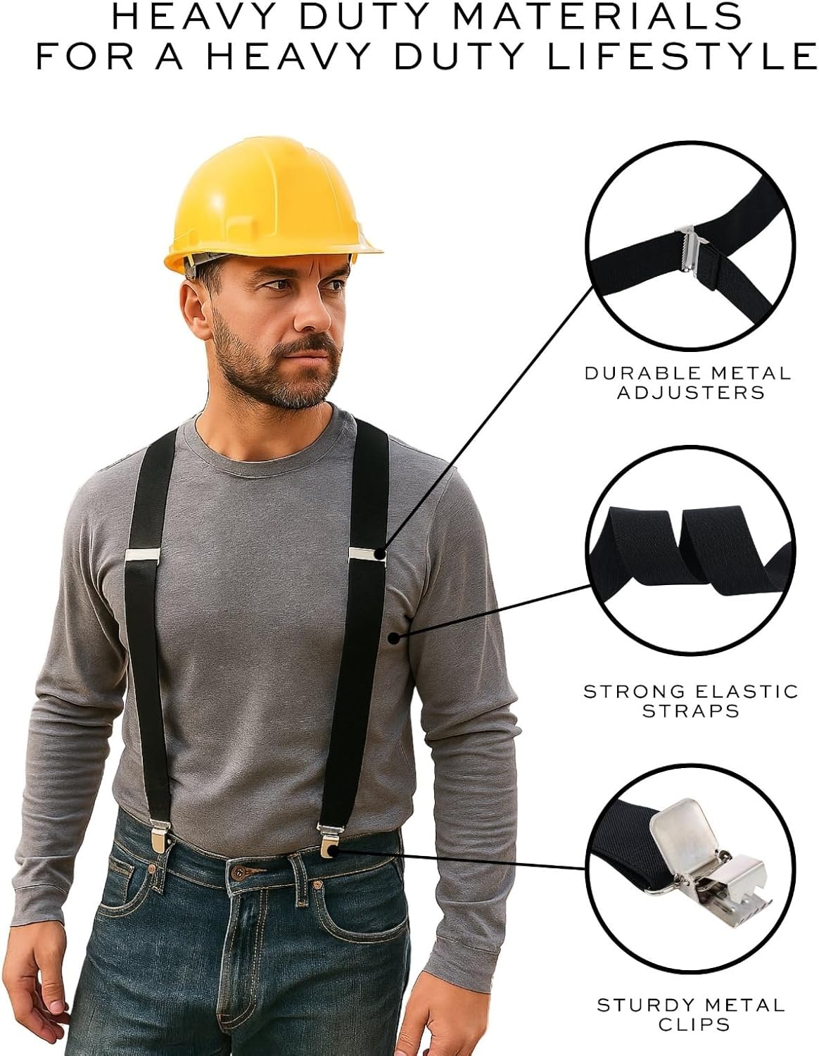 Suspenders for Men Heavy Duty - Adjustable 1.5u201D X-Back Men's Suspenders Tuxedo Suspender for Men