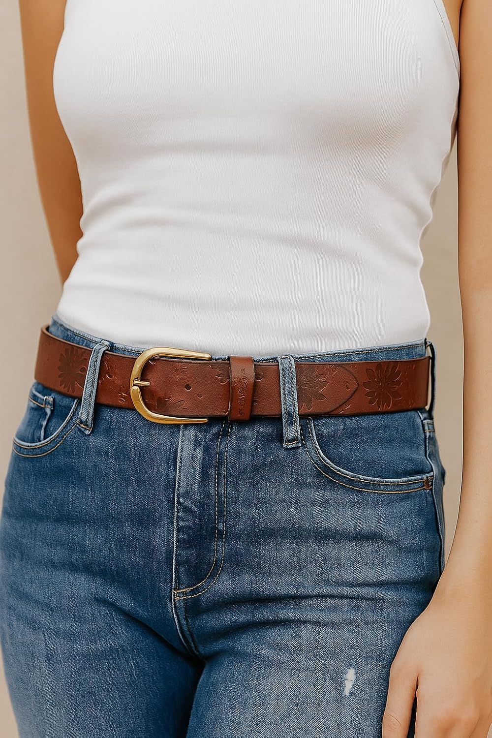 Eddie Bauer Women's Casual Leather Belts with Durable Metal Buckle