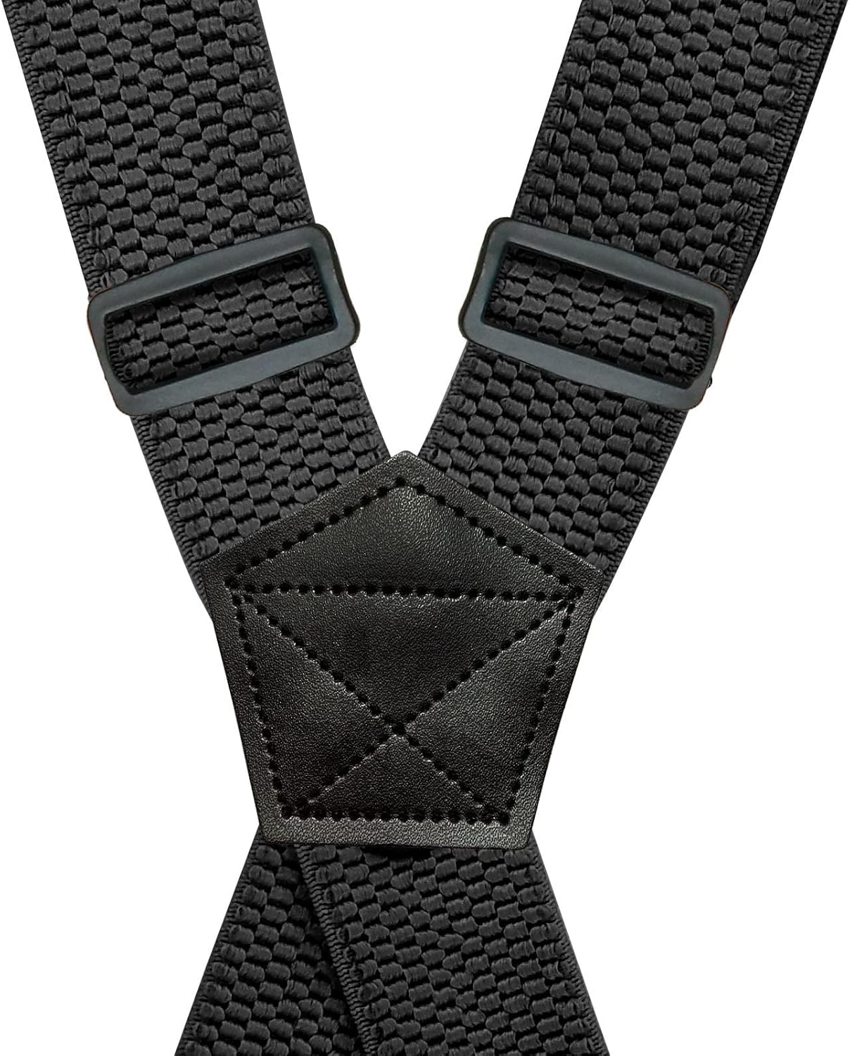 BaronHong Airport Friendly Suspenders,NO buzz Plastic 4 Clips 1.5 inch Fully Elastic Braces with Leather Patch Ski Suspenders