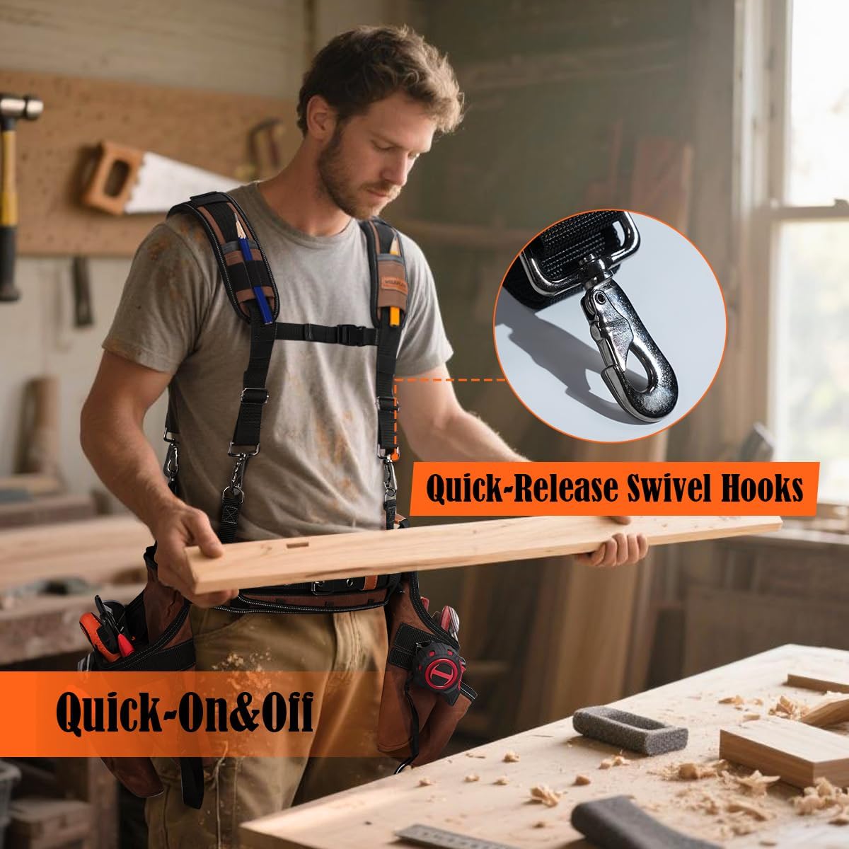 Alternative view of WELKINLAND Heavy Duty Tool Belt Suspender, Comfy Padded Tool Belt Suspender, Fully-Adjustable Tool Bag Suspenders, RipStop Suspenders For Tool Belt, Tool Belt Suspenders For Men/Carpenter