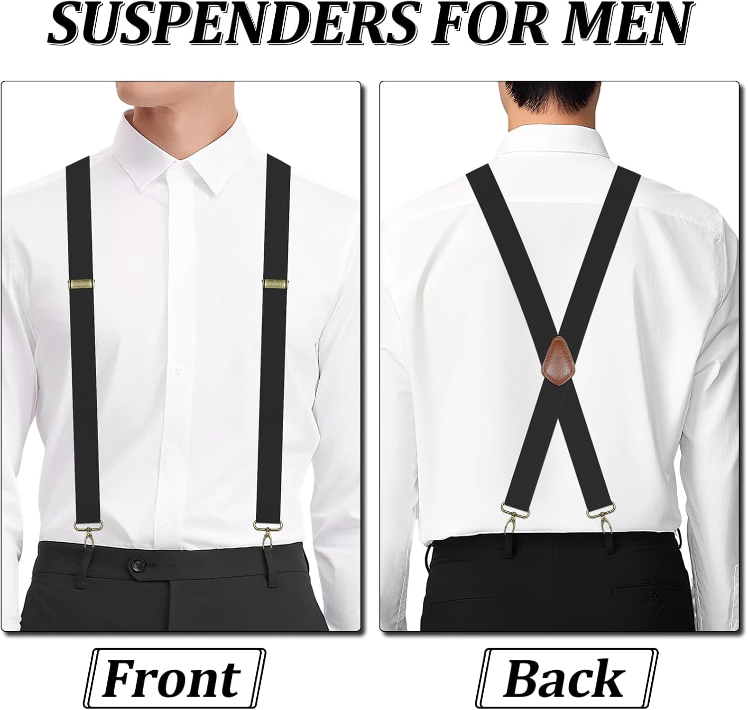 Alternative view of Suspenders for Men Heavy Duty X-Back Mens Suspenders 4 Hooks for Jeans