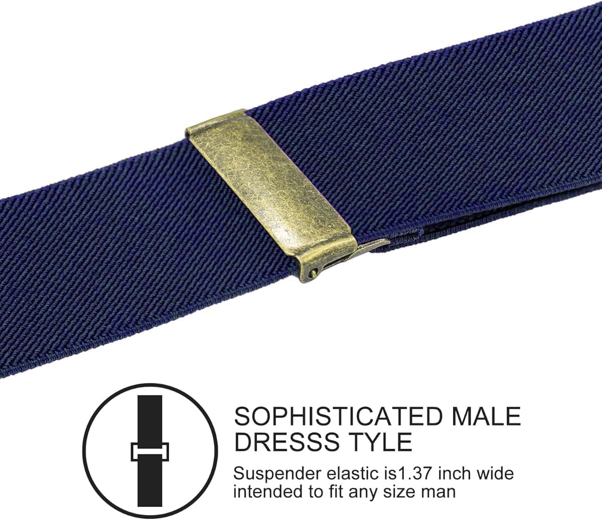 Alternative view of Vauhse Suspenders for Men, Adjustable Suspenders Gold Clip with Elastic Straps Y-Back Construction Heavy Duty for Work