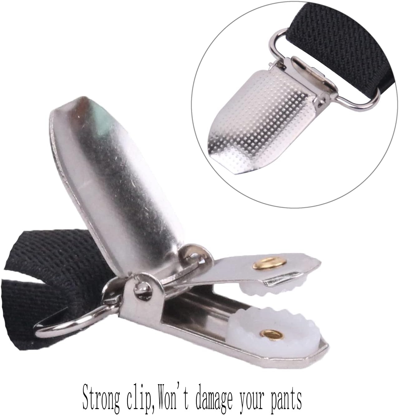 AMPIL Black Suspenders for Men and Women Adjustable Suspender Elastic 1 inch Wide with Heavy Duty Clips