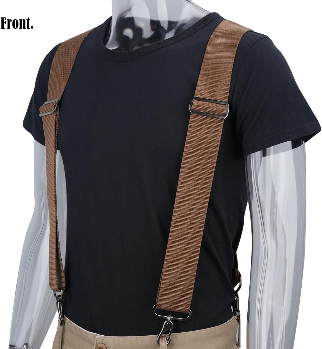Alternative view of WELKINLAND Khaki 2Inch-Wide Suspenders, Heavy-Duty Work Suspenders Men, Big And Tall Suspenders Men for Pants, Mens Suspender Hooks Belt Loop For Jeans