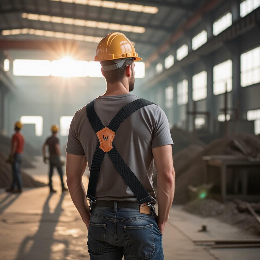 WELKINLAND HD Elastic Work Suspenders, Heavy Duty Suspenders For Men, 2-Inch Wide Suspenders For Men, Mens Suspender For Jeans, Man Suspender With Hooks For Belt Loop, Work Suspender For Man