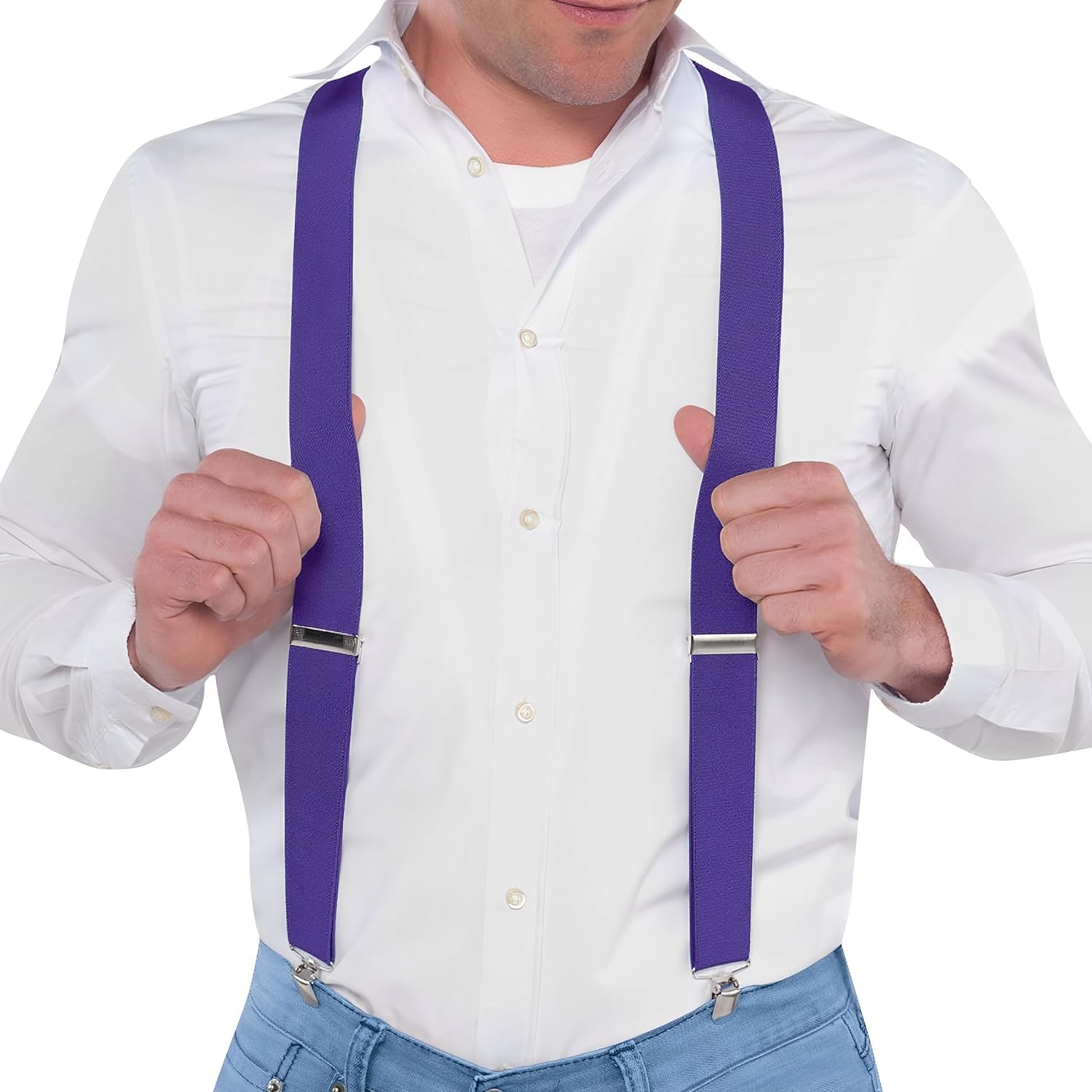 Purple Adjustable Metal Clip Accessory Suspenders - 1 Pack - Durable Polyester, Stylish & Versatile Accessory - Perfect For Weddings, Events & Everyday Elegance, One Size Fits Most
