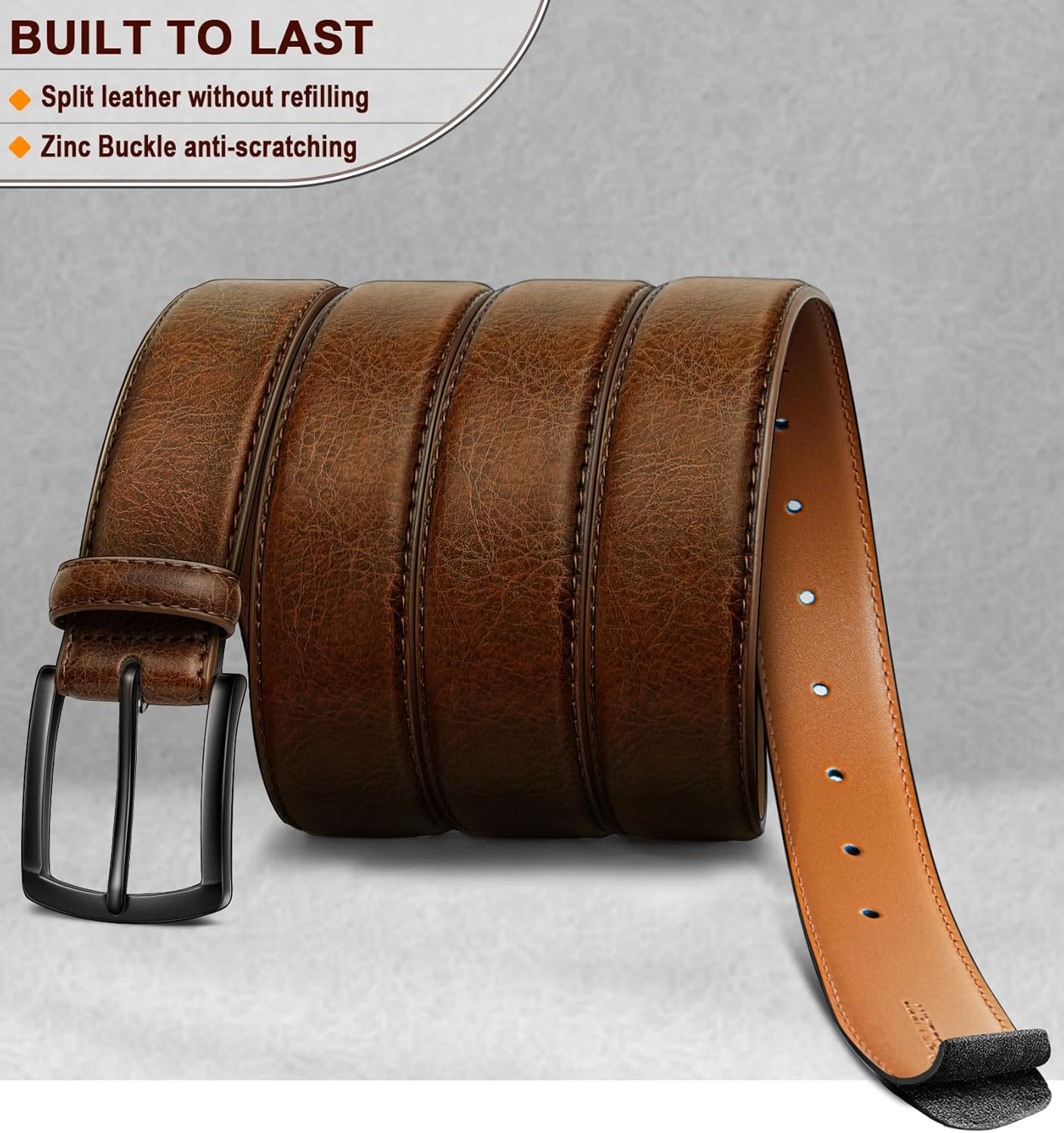 Alternative view of KEMISANT Men Belt 2Pack u2013 Genuine Leather Belt for Men Dress Casual Golf Jeans 1 3/8"