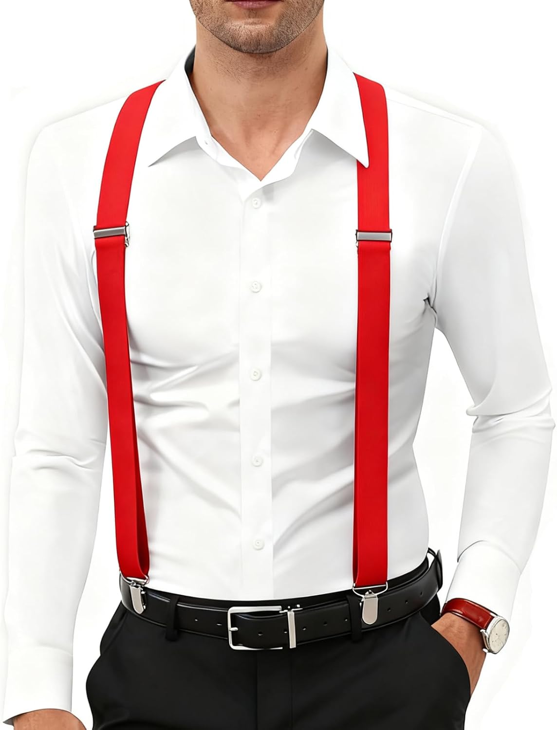 chiyu-yang Suspenders Bow Tie for Men and Women - Adjustable Tall stature Elastic Y Back Style With Strong Metal Clips