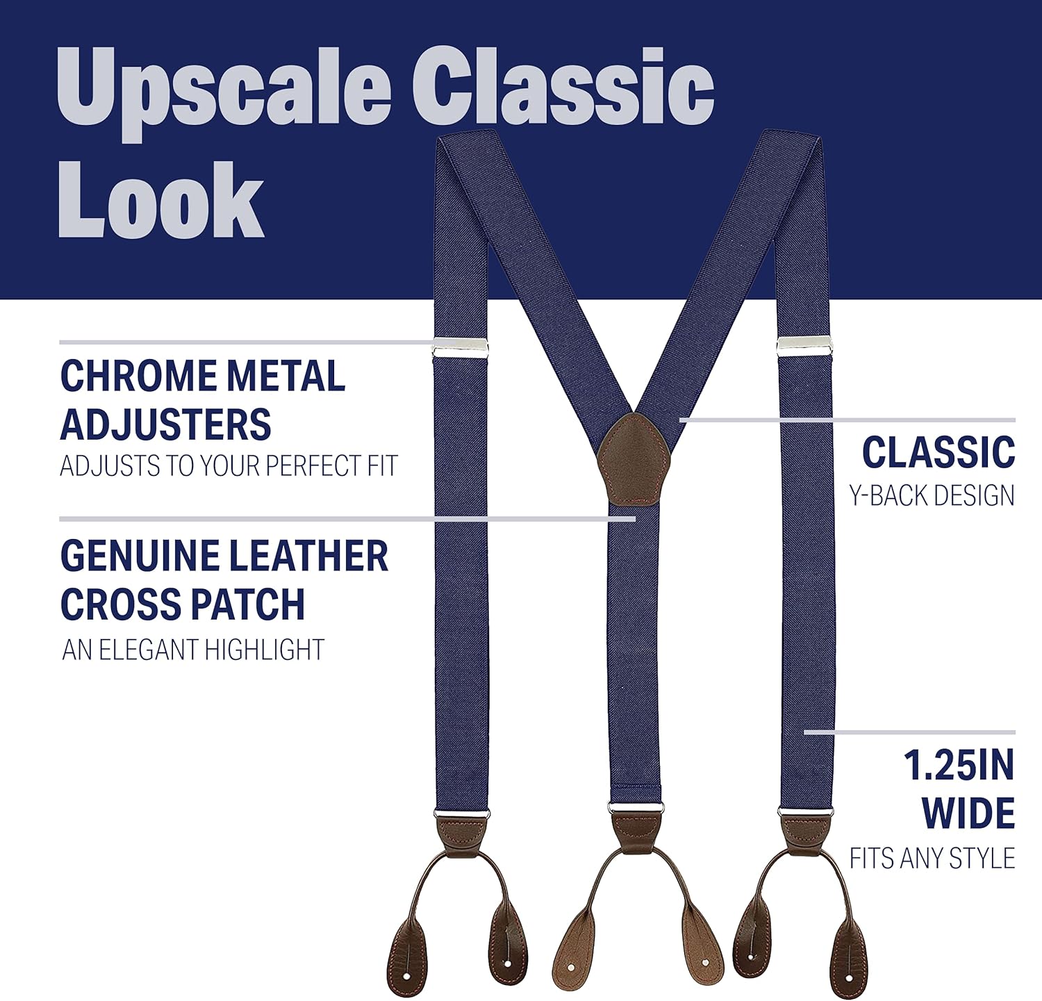 LUTHER PIKE SEATTLE Suspenders for Men - 1.25" Y-Back Men's Suspenders