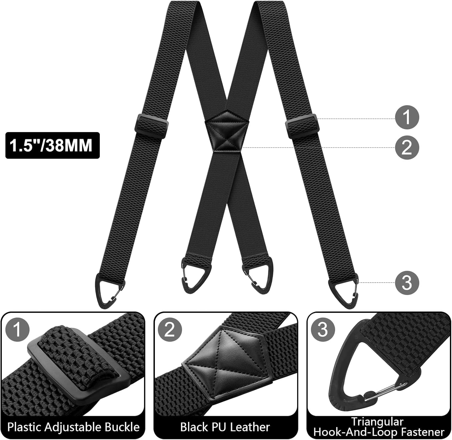Hidden Suspenders for Men X Back Adjustable Elastic Men's Suspenders Under Clothes with 4 Snap Loop