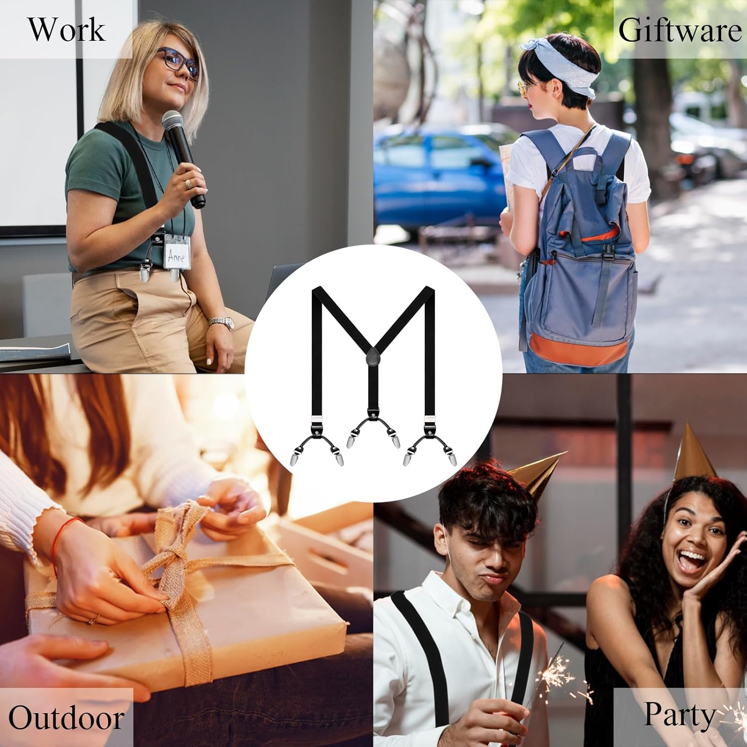 MAHOTUY Suspenders for Men, Adjustable Heavy Duty Men's Suspenders Y Back with 6 Clips Under Clothing for Jeans Dress Pants - Image 6