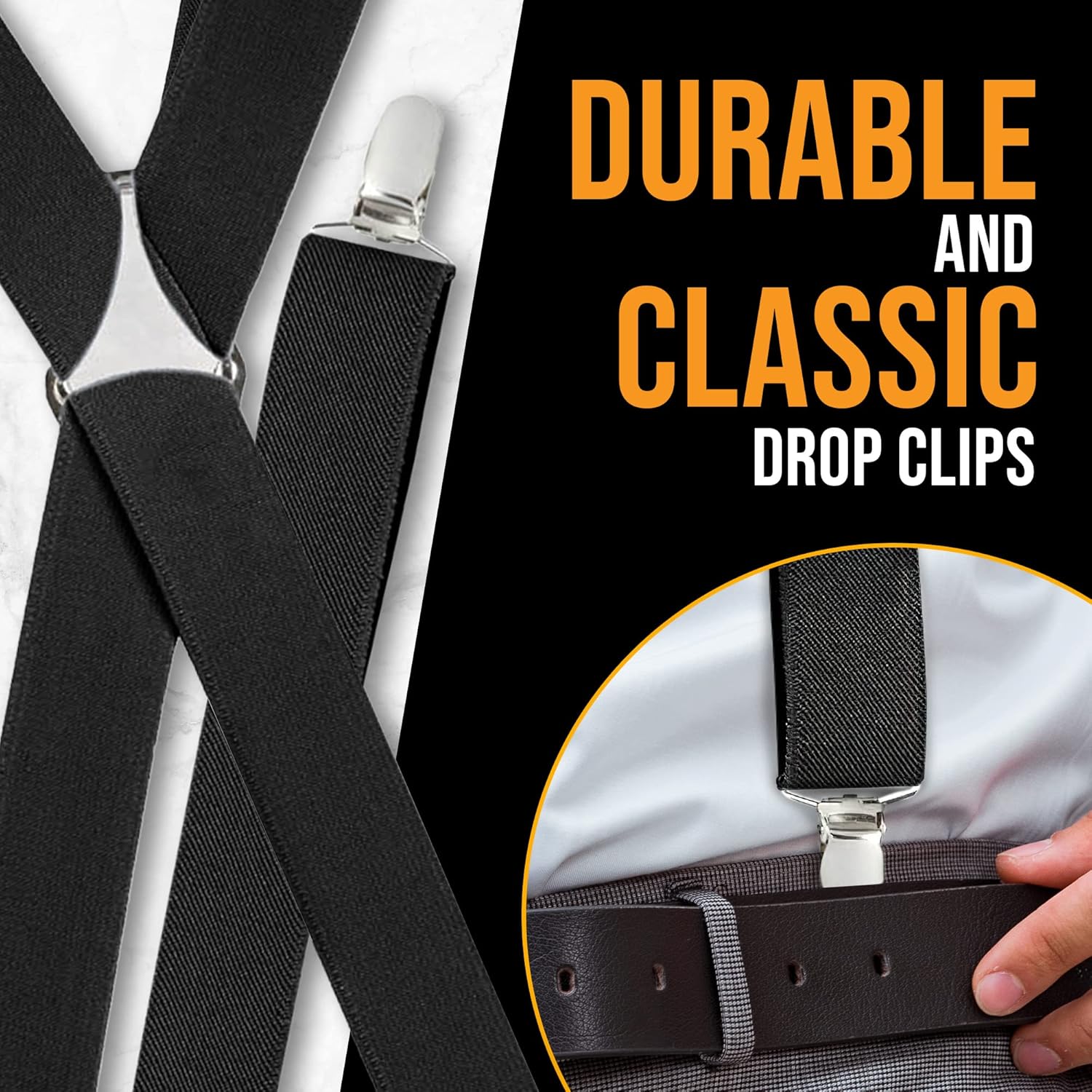 HOLDu2019EM Menu2019s X-Back Adjustable suspenders for trousers & jeans, Straight Clip-on Tuxedo Suspenders - Image 3