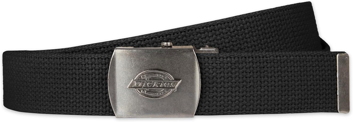 Dickies mens Fabric Web Plaque Logo Buckle Belt - One Size Cut-to-fit- Fits Up to Size 42" Waist