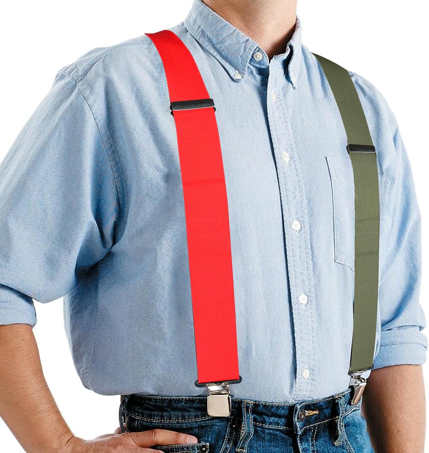 MELOTOUGH Men's Suspenders w/Clip Heavy Duty suspenders for men Big and Tall Work suspenders for Jeans