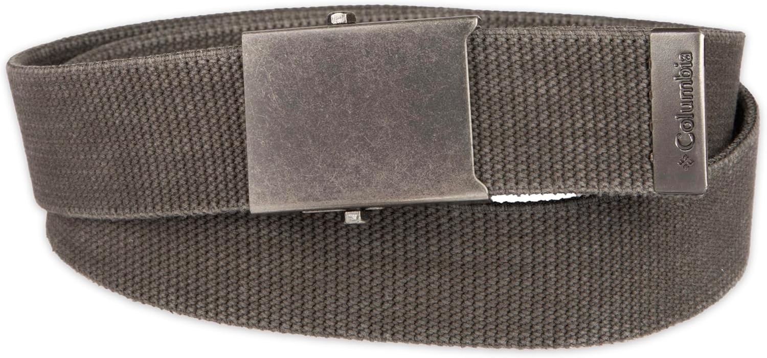 Columbia Men's Military Plaque Buckle Fabric Belt- One Size 42" Length - Everyday and Outdoor Wear