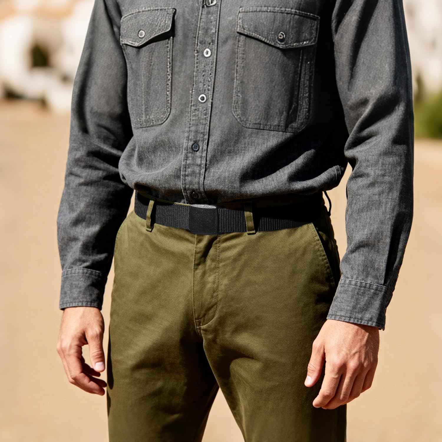 Alternative view of Mile High Life Nylon Web Belt Outdoor Military Belt With TSA Safe Plastic Buckle Belt