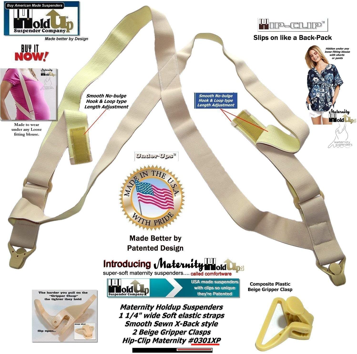 Holdup Hidden Maternity Undergarment Hip-clip Style with Metal or Composite Plastic Clip