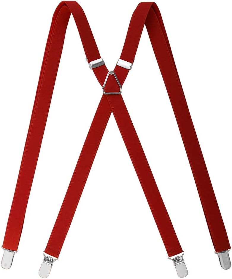 TopTie Men's Solid Suspenders Elastic 3/4 Inch X Back Adjustable Suspenders - Image 9