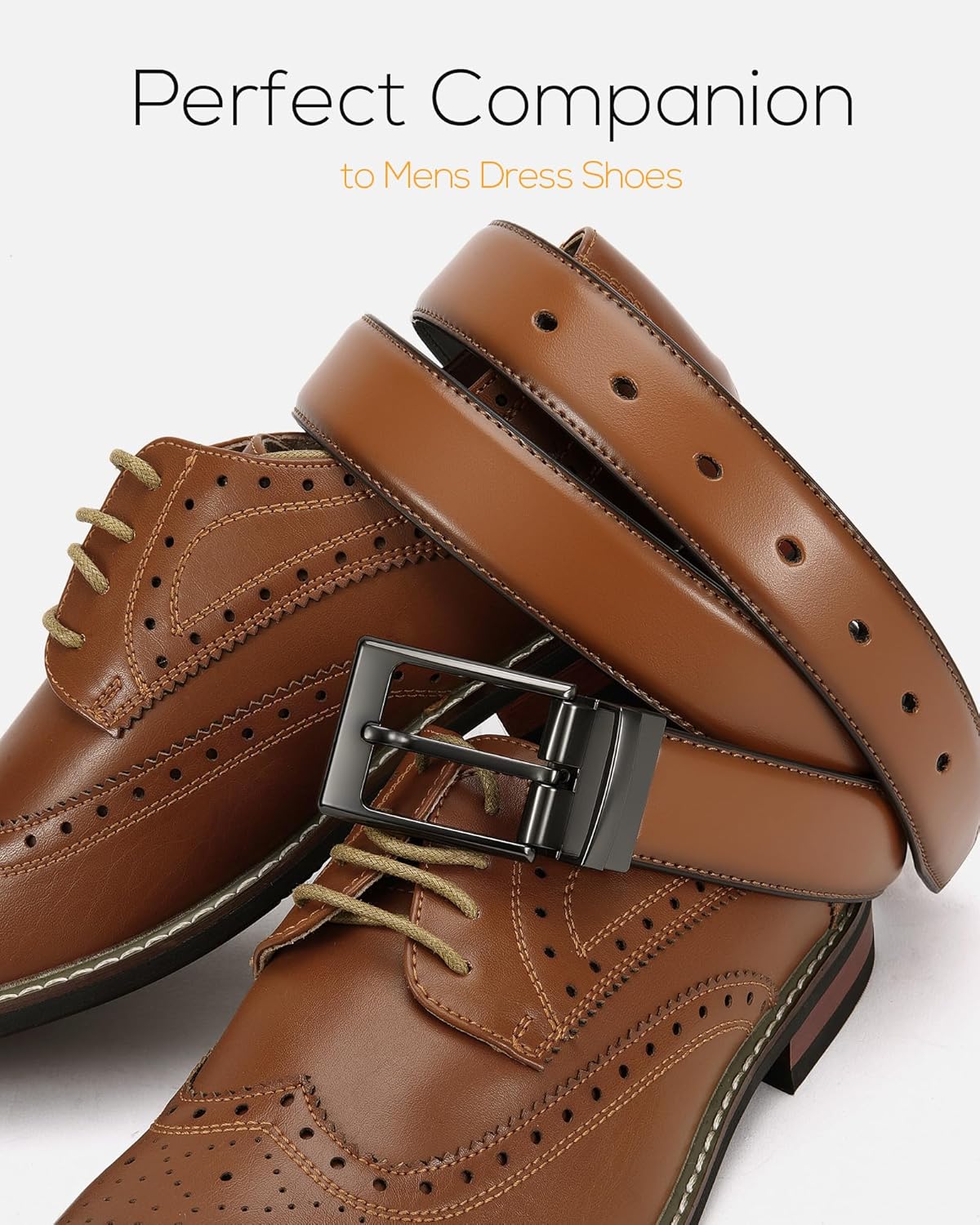 Alternative view of CHAOREN Reversible Belt Men 1 Piece - 1.25" Leather Dress Belt - Trim to Fit for Elegant Style