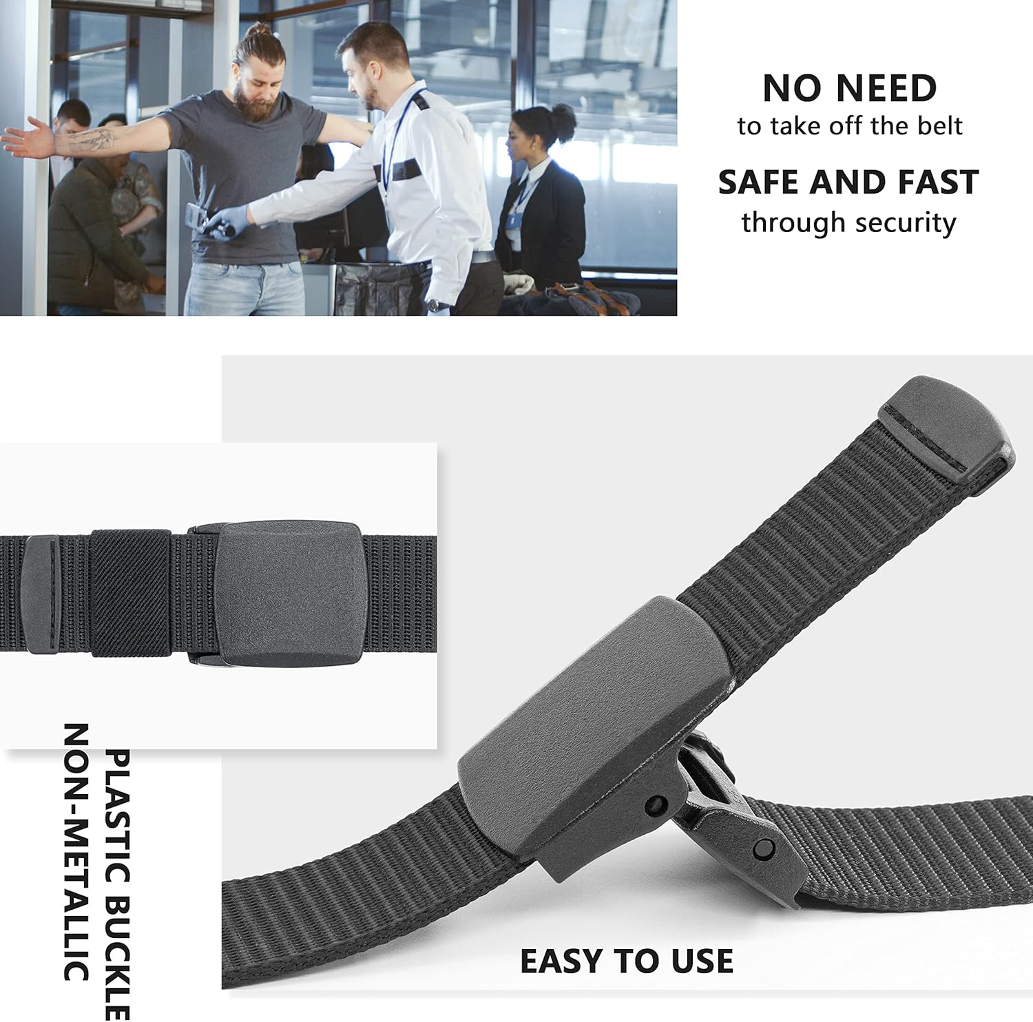 Alternative view of LXMY Work Belts for Men,Belts for Men,Adjustable Nylon Canvas Fabric Golf Belt,No Metal Buckle, Fast Pass Through the Airport Security,Suitable for Work and Travel