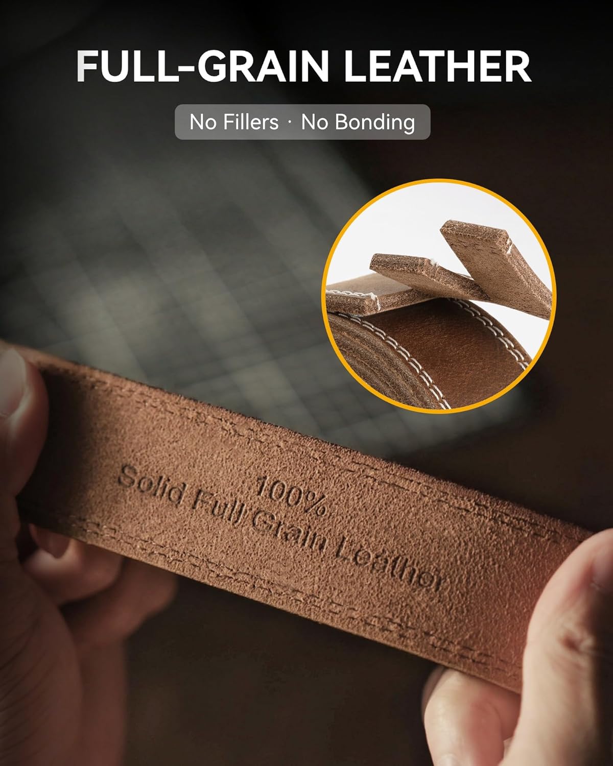 CHAOREN Full Grain Leather Belt for Men, Work Belts for Men Heavy Duty, Daily Wear for Jeans Pants