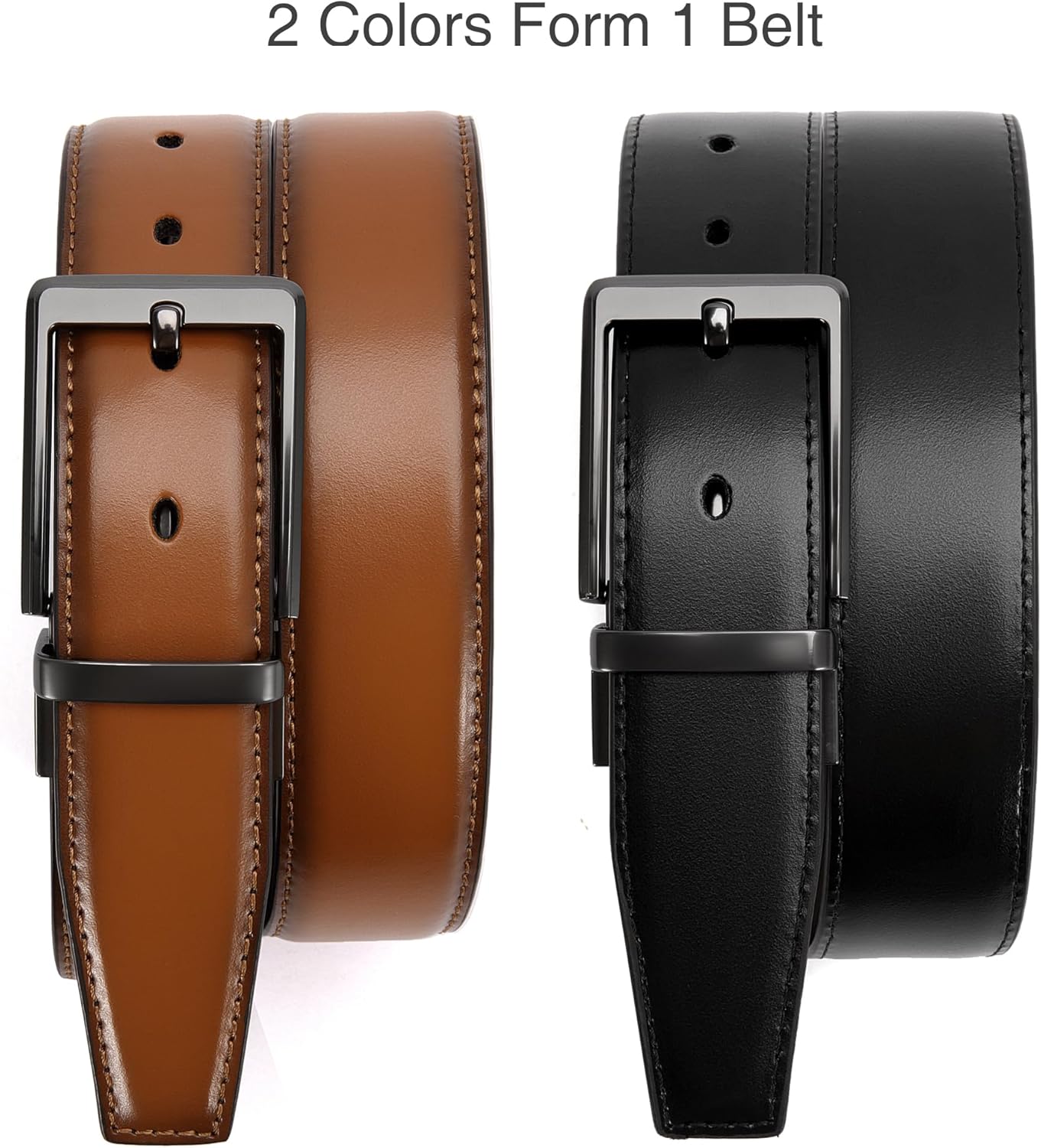 Alternative view of CHAOREN Reversible Mens Belt 1 Piece u2013 Leather Belt Men for Dress Pants - Single Belt, 2 Colors