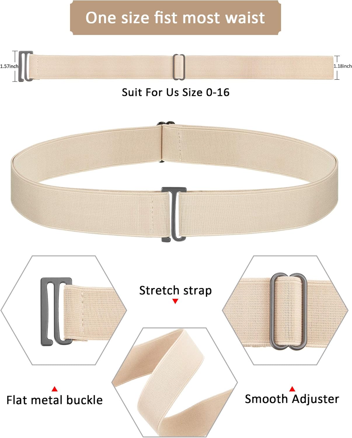 SATINIOR 2/3/4 Pack Women Elastic Stretch Belt Invisible Sweater Tuck Belts with Flat Buckle for Jeans Pants Dresses