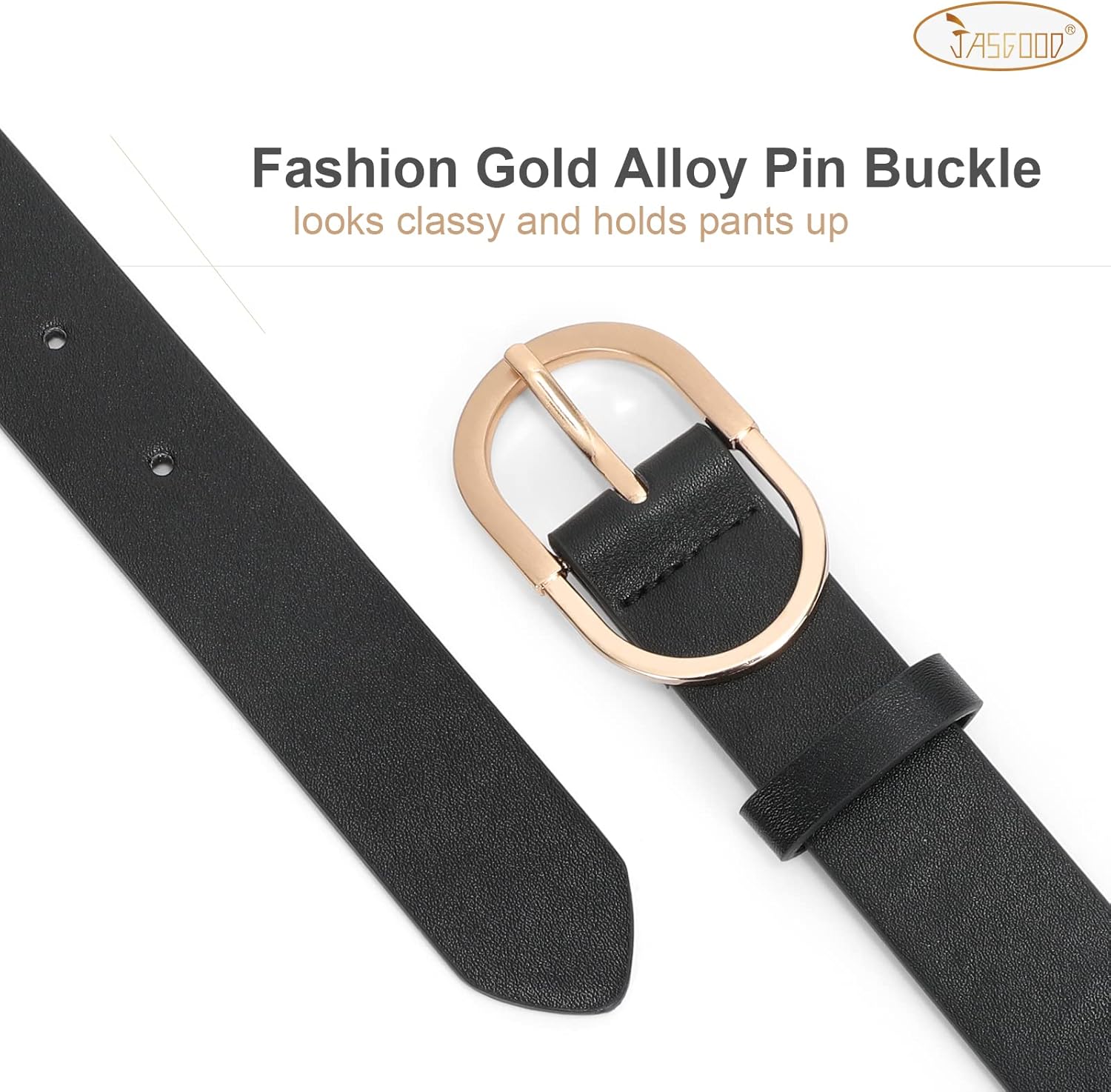 Alternative view of JASGOOD Womenu2019s Leather Belts for Jeans Pants Fashion Ladies Belt with Gold Buckle