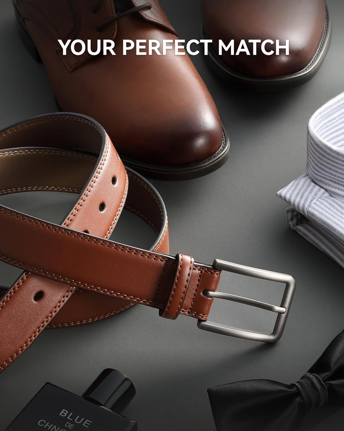 Alternative view of CHAOREN Leather Dress Belt Men 2 Pack - 1 3/8" Mens Belts for Work Business Casual Jeans