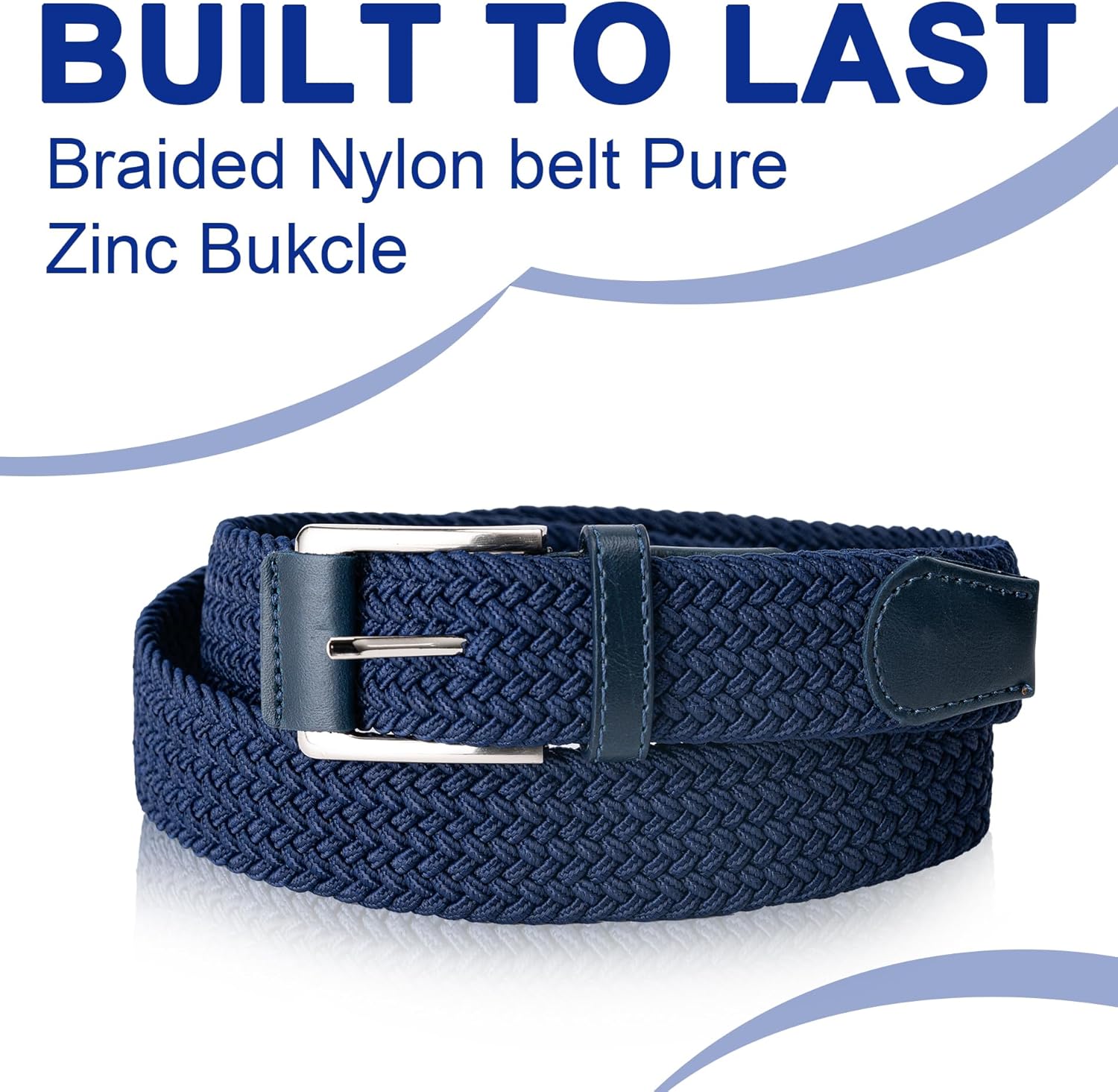 Alternative view of Aegero Mens Belt, Canvas Elastic Fabric Woven Stretch Multicolored Braided Belts for Golf Casual Pants Shirts Jeans