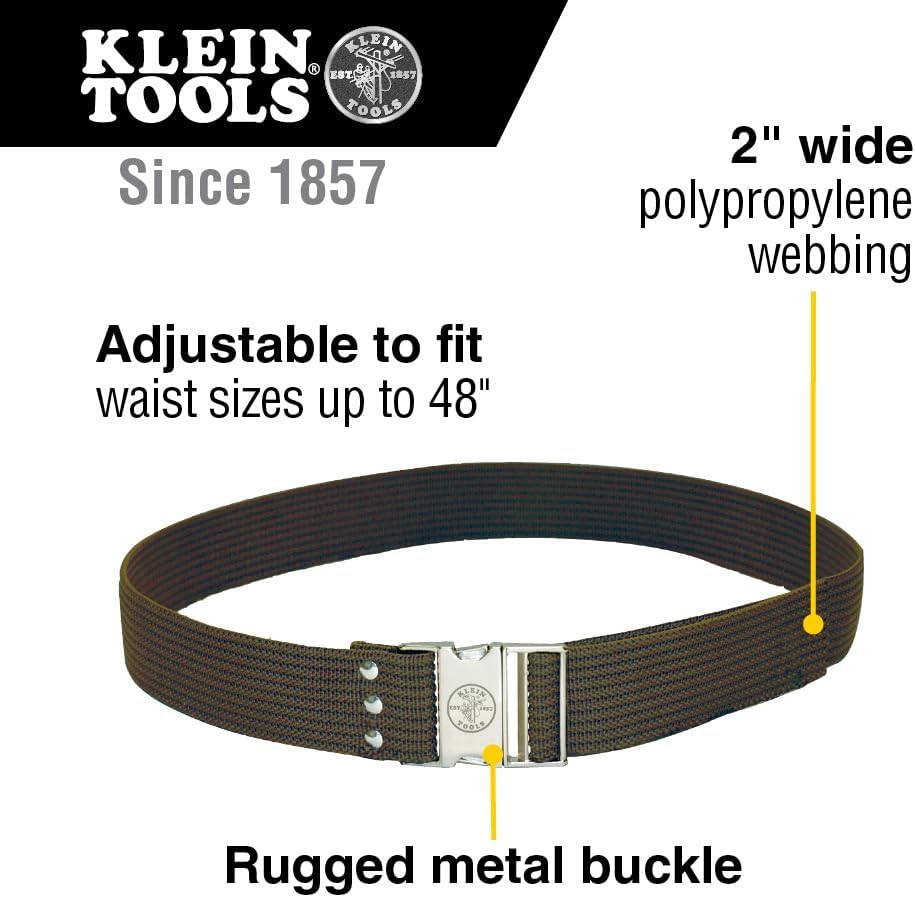 Klein Tools 5225 Tool Belt, Adjustable Electrician Belt is 2-Inch Wide, Adjusts for 48-Inch Waist