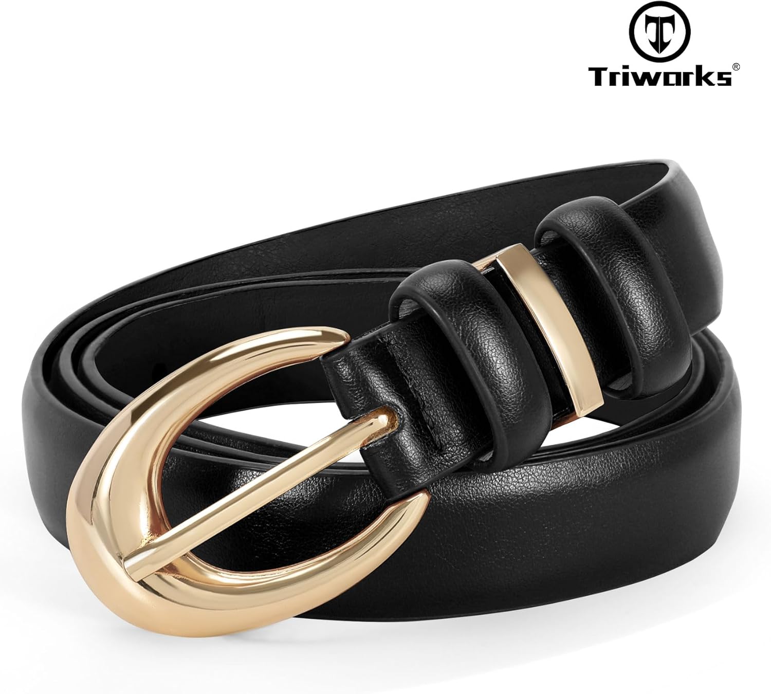 Alternative view of TRIWORKS 3 Pack Women Leather Belt for Jeans Pants Fashion Ladies Faux Leather Belt with Gold Buckle