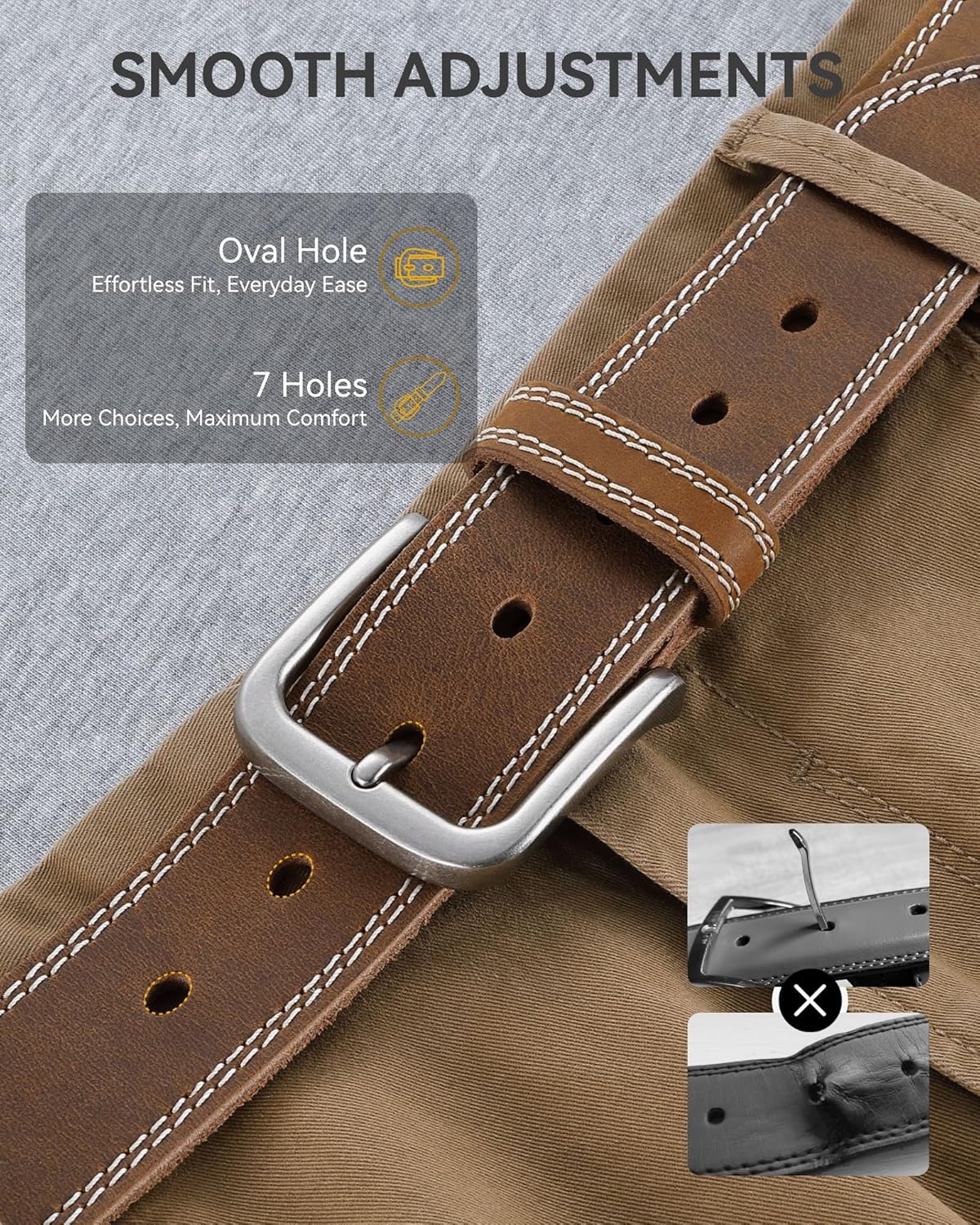 Alternative view of CHAOREN Full Grain Leather Belt for Men, Work Belts for Men Heavy Duty, Daily Wear for Jeans Pants