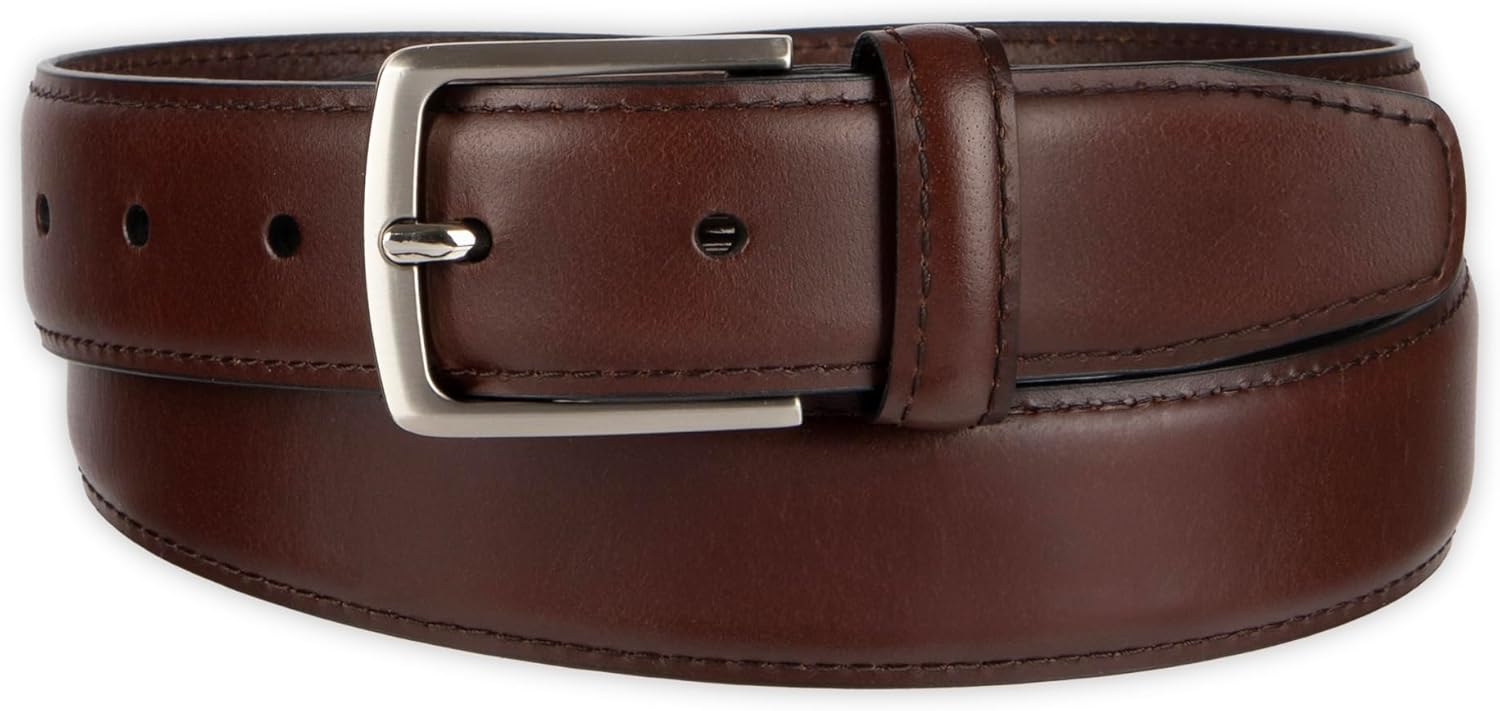 Haggar mens Leather Dress Belt for Suits and Pants - Classic, Formal, Business, Work