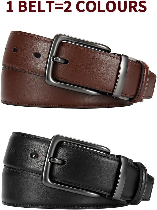 Alternative view of DOOPAI Reversible Leather Belt for Men 1.25" - Dual Sided Dress and Casual Belt, Trim to Fit, 2 Styles in One Belt