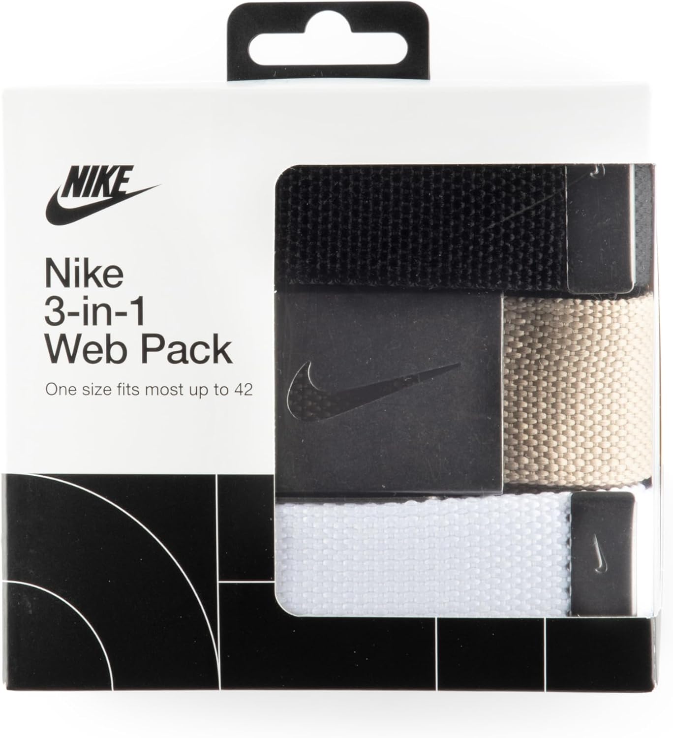 Alternative view of Nike Men's Standard 3 Pack Golf Web Belt, White/Khaki/Black, One Size