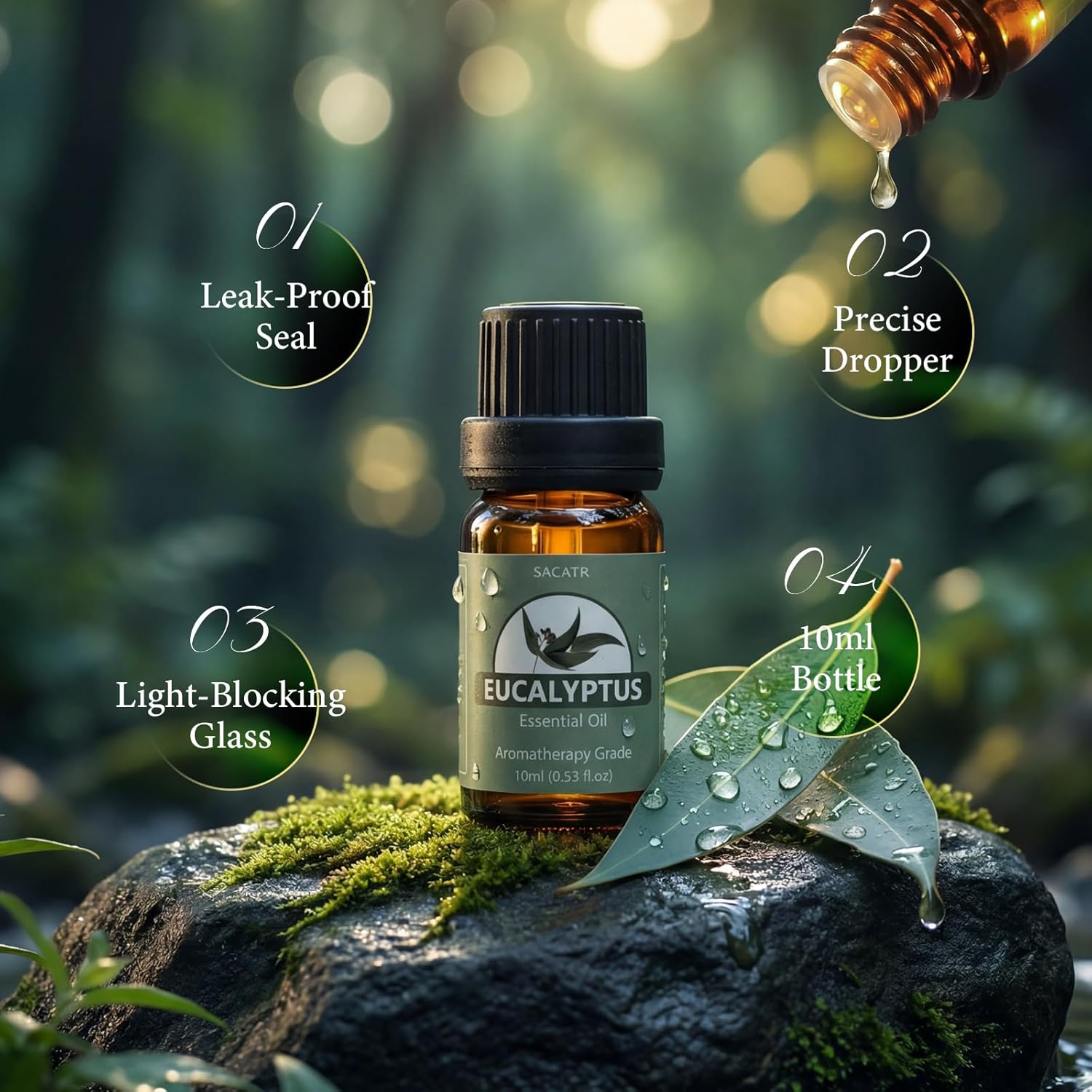 SACATR Essential Oils Set - Natural Essential Oils - Perfect for Diffuser, Humidifier,Aromatherapy, Massage,Skin & Hair Care, DIY Candle and Soap Making(40 * 10 ML)