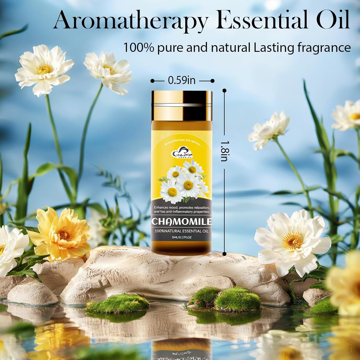 Essential Oil Set, 40 Pcs Aromatherapy Essential Oils for Diffusers for Home, 5ML Fragrance Gift Set for Skin Care, Humidifier, Laundry, Massage, Candle and Soap Making